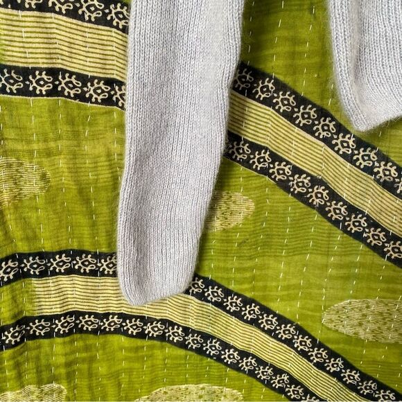 Vintage 90's Light Blue Spin Cropped Ramie Blend Stripped Sweater Size Medium - Picture 7 of 13